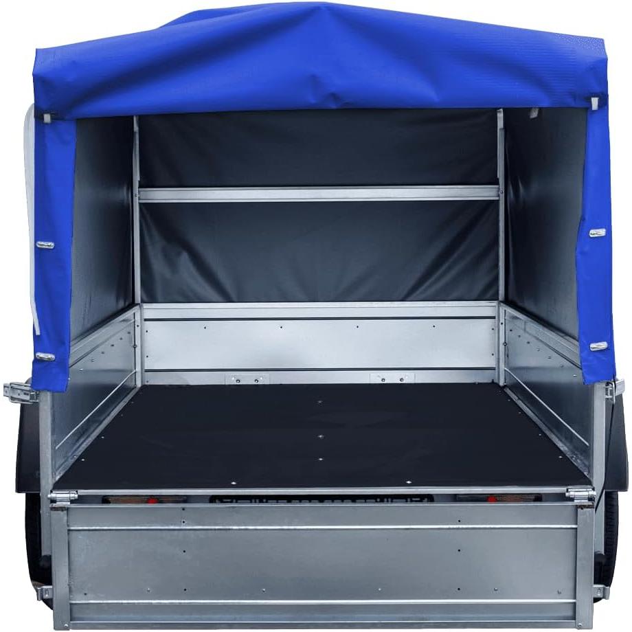 UNITRAILER Auto Anhänger 230x125 Garden Trailer 230 Kipp 750 kg mit Stützrad, Blauer Hochplane und Hochspriegel