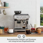 Sage The Barista Express, Kaffeemaschine, Gebürsteter Edelstahl | Kaffeemaschine mit manuellem Milchaufschäumer & Mahlwerk, Automatisches Mahlen, individueller Milchschaum