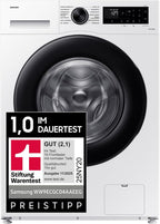 Samsung Waschmaschine, 9 kg, 1.400 U/min, EEK: A, Mikroplastik-Programm, Ecobubble, 14 Programme, WiFi SmartControl, Weiß/Schwarz, WW9ECGC04AAEEG