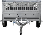UNITRAILER Large Trailer 230 x 125 cm with Flat Tarpaulin, Mesh and Jockey Wheel - Garden Trailer 230 Kipp