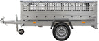 UNITRAILER Large Trailer 230 x 125 cm with Flat Tarpaulin, Mesh and Jockey Wheel - Garden Trailer 230 Kipp
