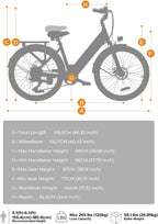 HillMiles 26" E-Bike mit 36V 13Ah Herausnehmbarer Batterie, 250W Elektrofahrrad für Herren Frauen, 25Km/H, Reichweite 80-100KM, 7-Gang Urban Commuter Electric Bike, MileCity1