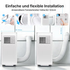 HEALLUX Mobile Air Conditioner 9000 BTU 2.6 kW, Portable Air Conditioner with Remote Control & Exhaust Hose, 4-in-1: Cooling, Ventilating, Dehumidifying, Timer 24 Hours, for Rooms up to 40 m², White