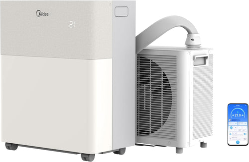 Midea PortaSplit-E Mobile Air Conditioner, Cooling A++/Heating A+, 12000 BTU 3.5 kW, Mini Split Air Conditioning, Peach, for Rooms up to 42 m² / 105 m³, Only 39 dB(A) in Silent Mode [Energy Class A++]