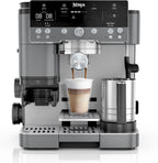 Ninja Luxe Premier 3-in-1 Coffee Machine with Grinder, Frother for Latte, Cappuccino, Cold Brew & Espresso, Up to 2 Cups, 4 Frothing Presets, Grey Metal ES601EUGM