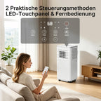 HEALLUX Mobile Air Conditioner 9000 BTU 2.6 kW, Portable Air Conditioner with Remote Control & Exhaust Hose, 4-in-1: Cooling, Ventilating, Dehumidifying, Timer 24 Hours, for Rooms up to 40 m², White