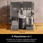 Ninja Luxe Premier 3-in-1 Coffee Machine with Grinder, Frother for Latte, Cappuccino, Cold Brew & Espresso, Up to 2 Cups, 4 Frothing Presets, Grey Metal ES601EUGM