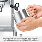 Sage The Barista Express, Kaffeemaschine, Gebürsteter Edelstahl | Kaffeemaschine mit manuellem Milchaufschäumer & Mahlwerk, Automatisches Mahlen, individueller Milchschaum