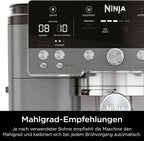 Ninja Luxe Premier 3-in-1 Coffee Machine with Grinder, Frother for Latte, Cappuccino, Cold Brew & Espresso, Up to 2 Cups, 4 Frothing Presets, Grey Metal ES601EUGM